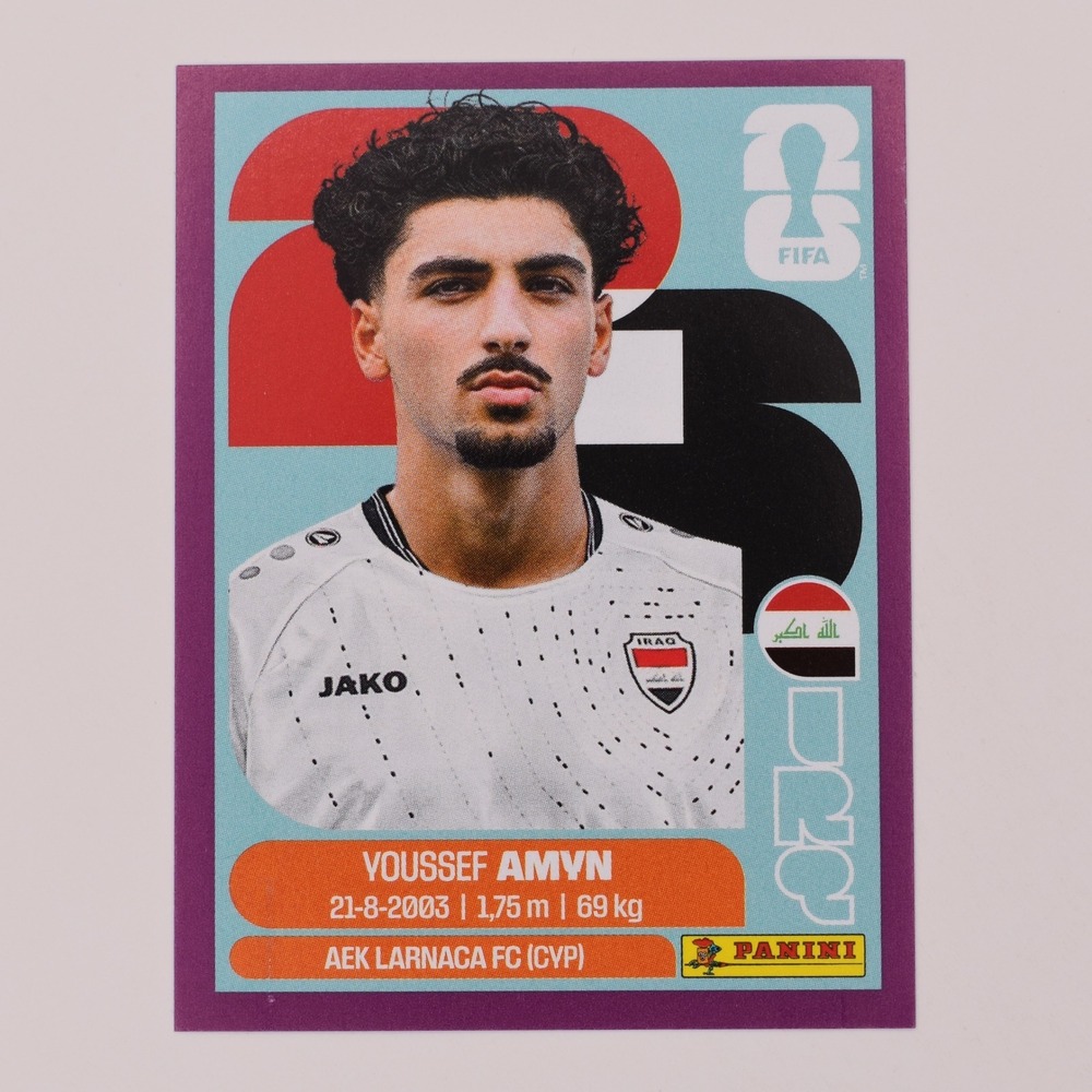 Panini Fifa World Cup 2026 Sticker PURPLE BORDER PARALLEL Youssef Amyn IRQ 14